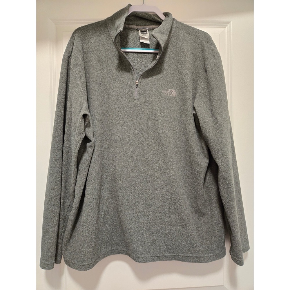 The North Face Mens XL Grey Quarter Zip Fleece Pullover Sweater
